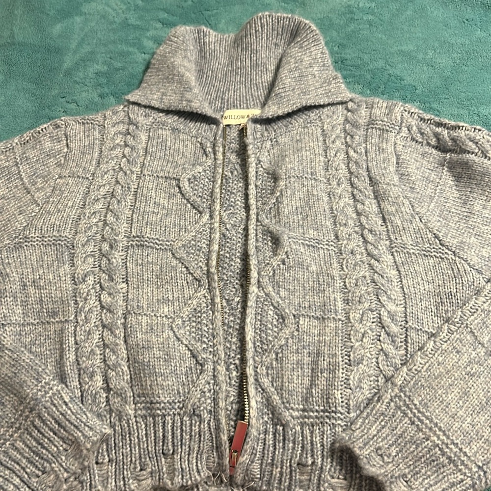 Cable knit zip up sweater